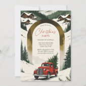 Rustic Country Vintage Red Truck Christmas Party 招待状 (正面)