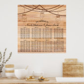 Rustic Country Wood & Mason Jars Wedding Seating ポスター (キッチン)