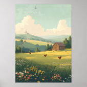 Rustic Countryside Cabin with Wildflowers ポスター (正面)