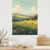 Rustic Countryside Cabin with Wildflowers  ポスター (キッチン)