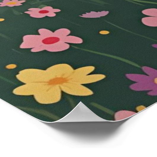 Rustic Countryside Cabin with Wildflowers ポスター (角)