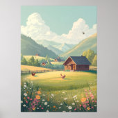Rustic Countryside Cabin with Wildflowers  ポスター (正面)