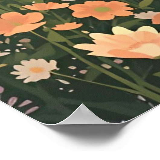 Rustic Countryside Cabin with Wildflowers  ポスター (角)