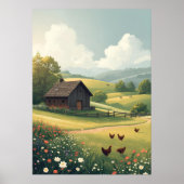 Rustic Countryside Cabin with Wildflowers  ポスター (正面)