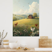 Rustic Countryside Cabin with Wildflowers  ポスター (キッチン)