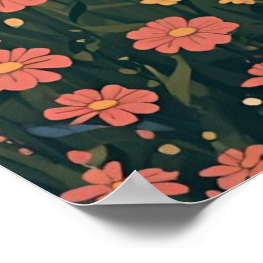 Rustic Countryside Cabin with Wildflowers  ポスター (角)