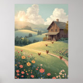 Rustic Countryside Cabin with Wildflowers ポスター (正面)