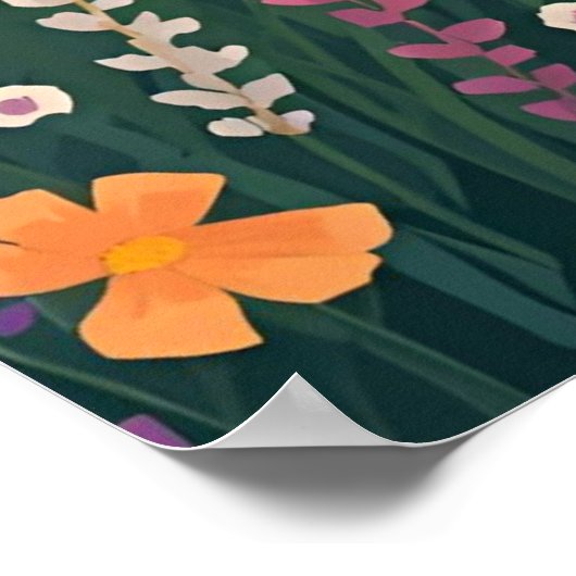 Rustic Countryside Cabin with Wildflowers ポスター (角)