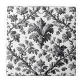 Rustic Countryside Floral Motif Monochrome Elegant タイル (正面)
