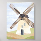 Rustic Countryside Windmill | Nature Watercolor ポスター (正面)
