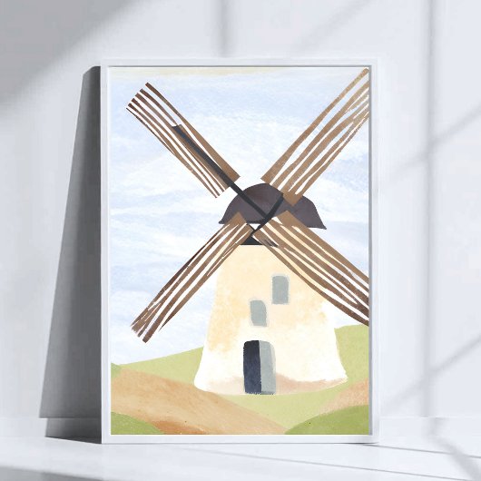 Rustic Countryside Windmill | Nature Watercolor ポスター