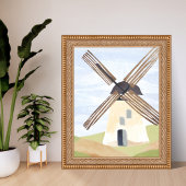 Rustic Countryside Windmill | Nature Watercolor ポスター