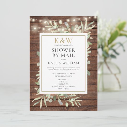 Rustic Couples Shower By Mail Long Distance 招待状 (スタンド正面)