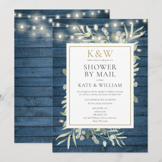 Rustic Couples Shower By Mail Long Distance 招待状 (正面/裏面)