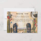 Rustic Cowboy 1st Rodeo Birthday サンキューカード (正面)