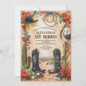 Rustic Cowboy 1st Rodeo Birthday 招待状 (正面)