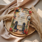 Rustic Cowboy 1st Rodeo Birthday 招待状