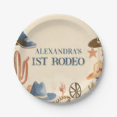 Rustic Cowboy Boots 1st Birthday ペーパープレート (正面)