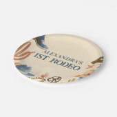 Rustic Cowboy Boots 1st Birthday ペーパープレート (アングル)