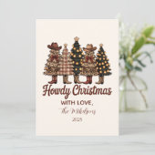 Rustic Cowboy Boots Western Christmas シーズンカード (スタンド正面)