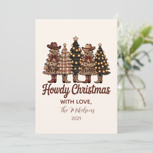 Rustic Cowboy Boots Western Christmas シーズンカード (スタンド正面)