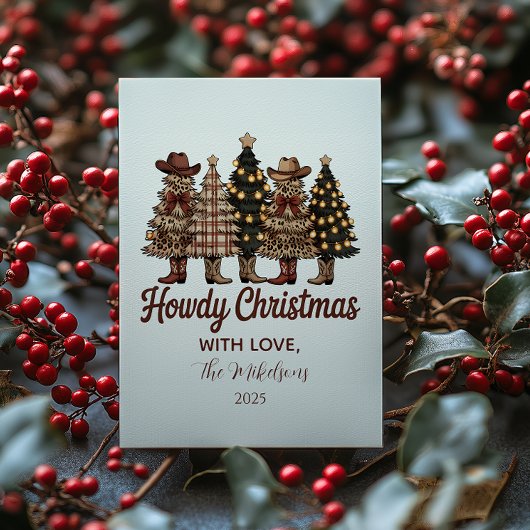 Rustic Cowboy Boots Western Christmas シーズンカード
