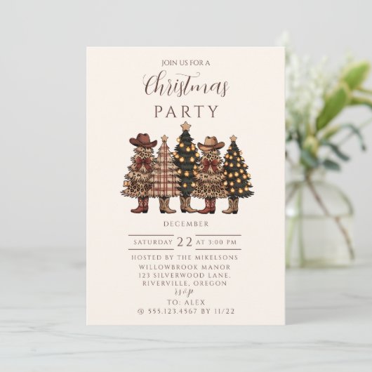 Rustic Cowboy Boots Western Christmas 招待状 (スタンド正面)