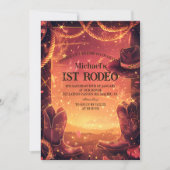 Rustic Cowboy Rodeo 1st Birthday 招待状 (正面)