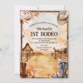 Rustic Cowboy Rodeo 1st Birthday Style 招待状 (正面)