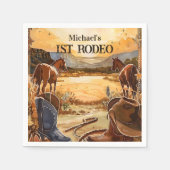 Rustic Cowboy Rodeo 1st Birthday Theme スタンダードカクテルナプキン (正面)
