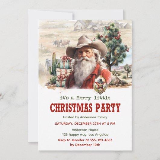 Rustic Cowboy Santa Christmas Party                招待状 (正面)