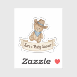 Rustic Cowboy Watercolor Boy Baby Shower シール