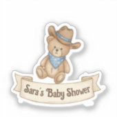 Rustic Cowboy Watercolor Boy Baby Shower シール (正面)
