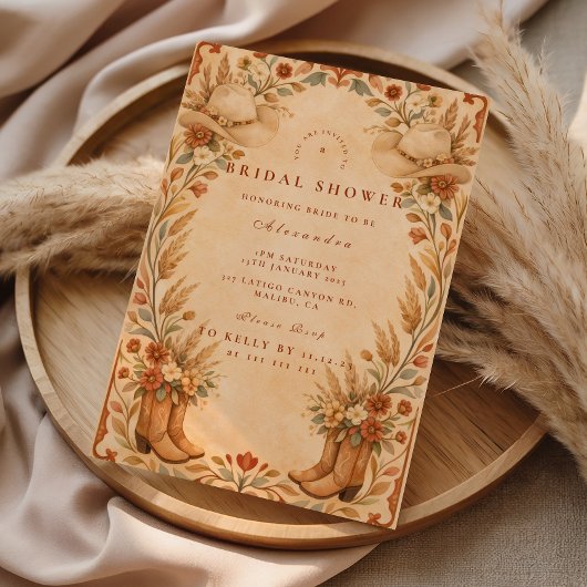 Rustic Cowgirl Bridal Shower 招待状