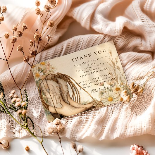Rustic Cowgirl Daisy Bridal Shower サンキューカード