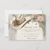 Rustic Cowgirl Hat Floral Bridal Shower サンキューカード (正面)
