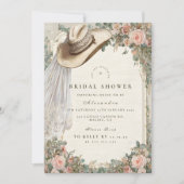 Rustic Cowgirl Hat Floral Bridal Shower 招待状 (正面)