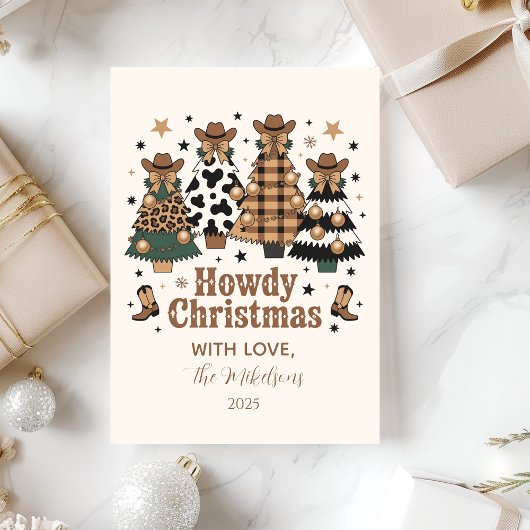 Rustic Cowgirl Howdy Western Christmas シーズンカード