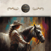 Rustic Cowgirl with White Horse Decoupage 薄葉紙