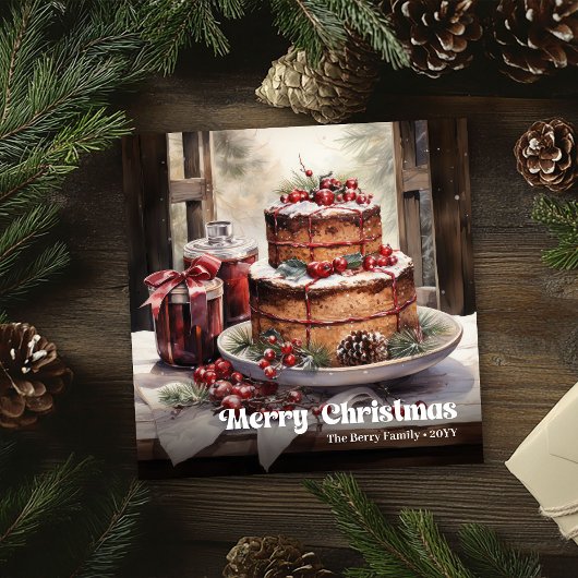 Rustic cozy Christmas scene vintage festive  シーズンカード