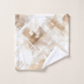 Rustic Cream Brown Stripes Bridal Shower バスタオルセット (ウォッシュタオル)