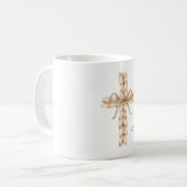Rustic Cream Cross with Bow Believe コーヒーマグカップ (正面左)