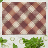 Rustic Cream Orange Rust Red Plaid Pattern キッチンタオル (折り畳み)