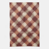 Rustic Cream Orange Rust Red Plaid Pattern キッチンタオル (縦)