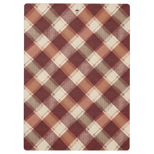 Rustic Cream Orange Rust Red Plaid Pattern クリップボード (裏面)