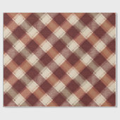 Rustic Cream Orange Rust Red Plaid Pattern ラッピングペーパー (フラット)