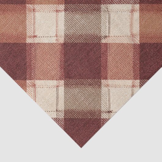Rustic Cream Orange Rust Red Plaid Pattern 薄葉紙 (詳細)