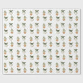 Rustic Cream Ornament Pine Cone Green Christmas ラッピングペーパー (フラット)