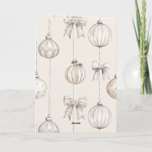 Rustic Cream Snowflakes Ornaments Christmas カード (裏面)