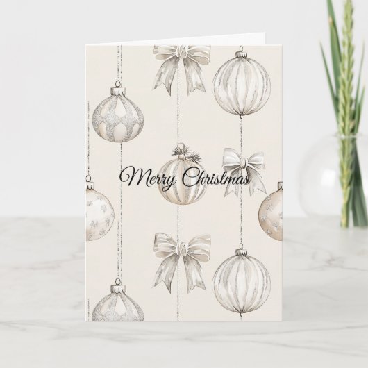Rustic Cream Snowflakes Ornaments Christmas カード (正面)